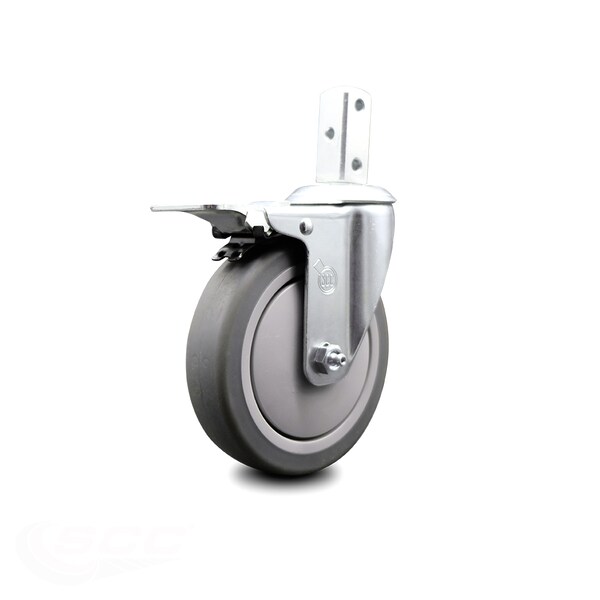 5 Inch Thermoplastic Rubber Swivel 7/8 Inch Square Stem Caster Total Lock Brake